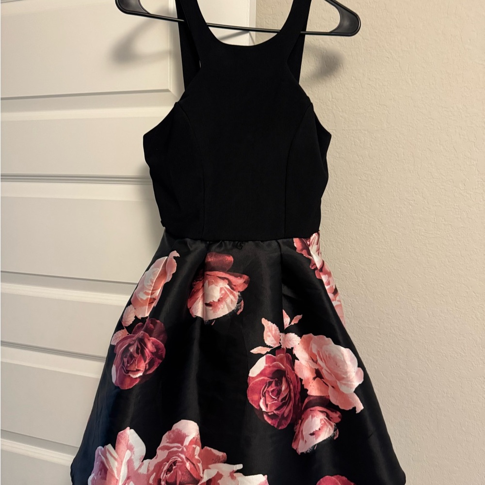 Black and Floral Sleeveless Dress